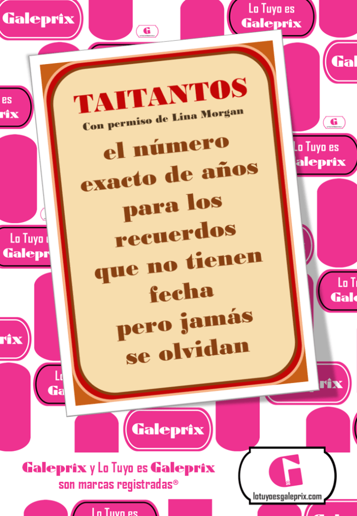 Guiño, con enorme cariño,  de Lo Tuyo es Galeprix a Lina Morgan